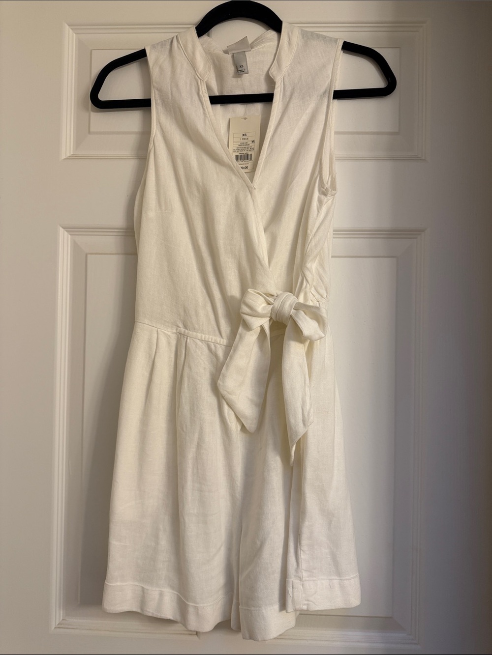 Women’s White Sleeveless Wrap romper with Side Tie